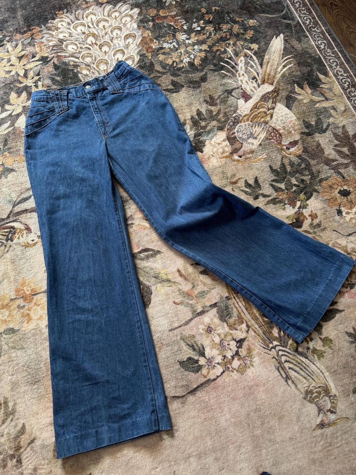 1970s Pintuck Mid-Wash Flares