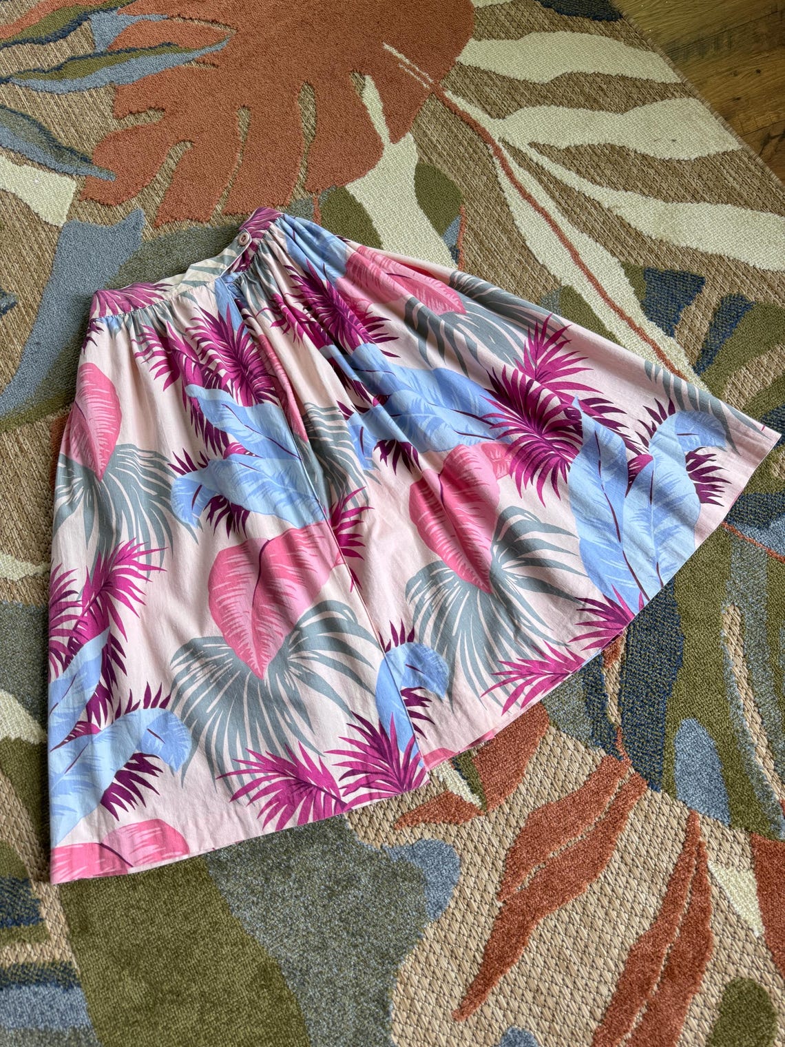 1980s Pink Tropical Print Full Wrap Skirt