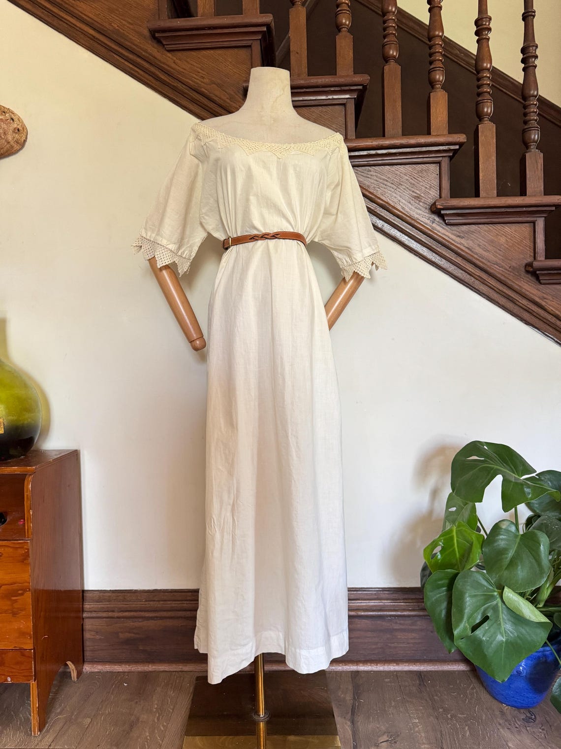 1900s Cream Crochet Gown