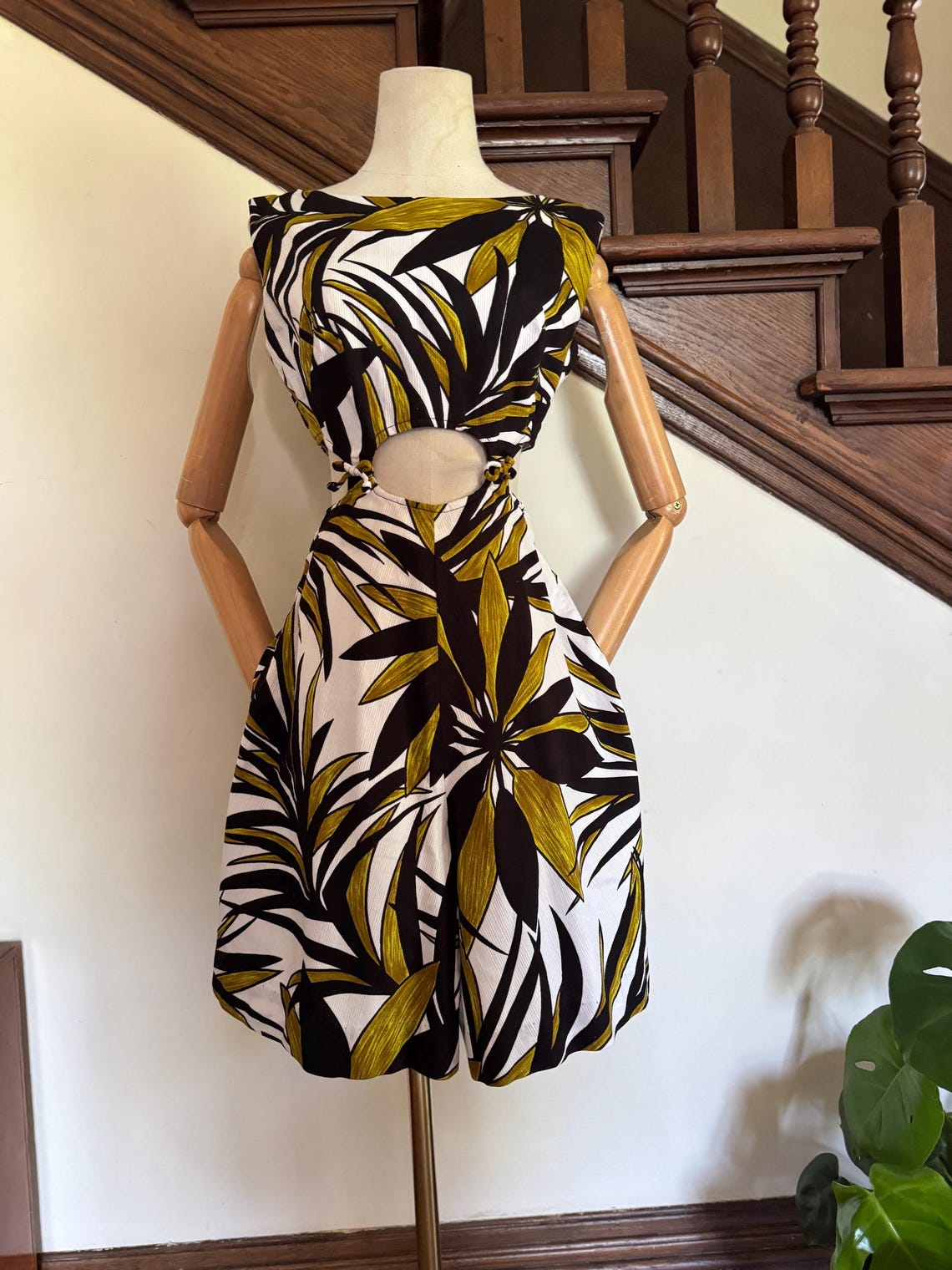 1960s Tropical Cut out Romper