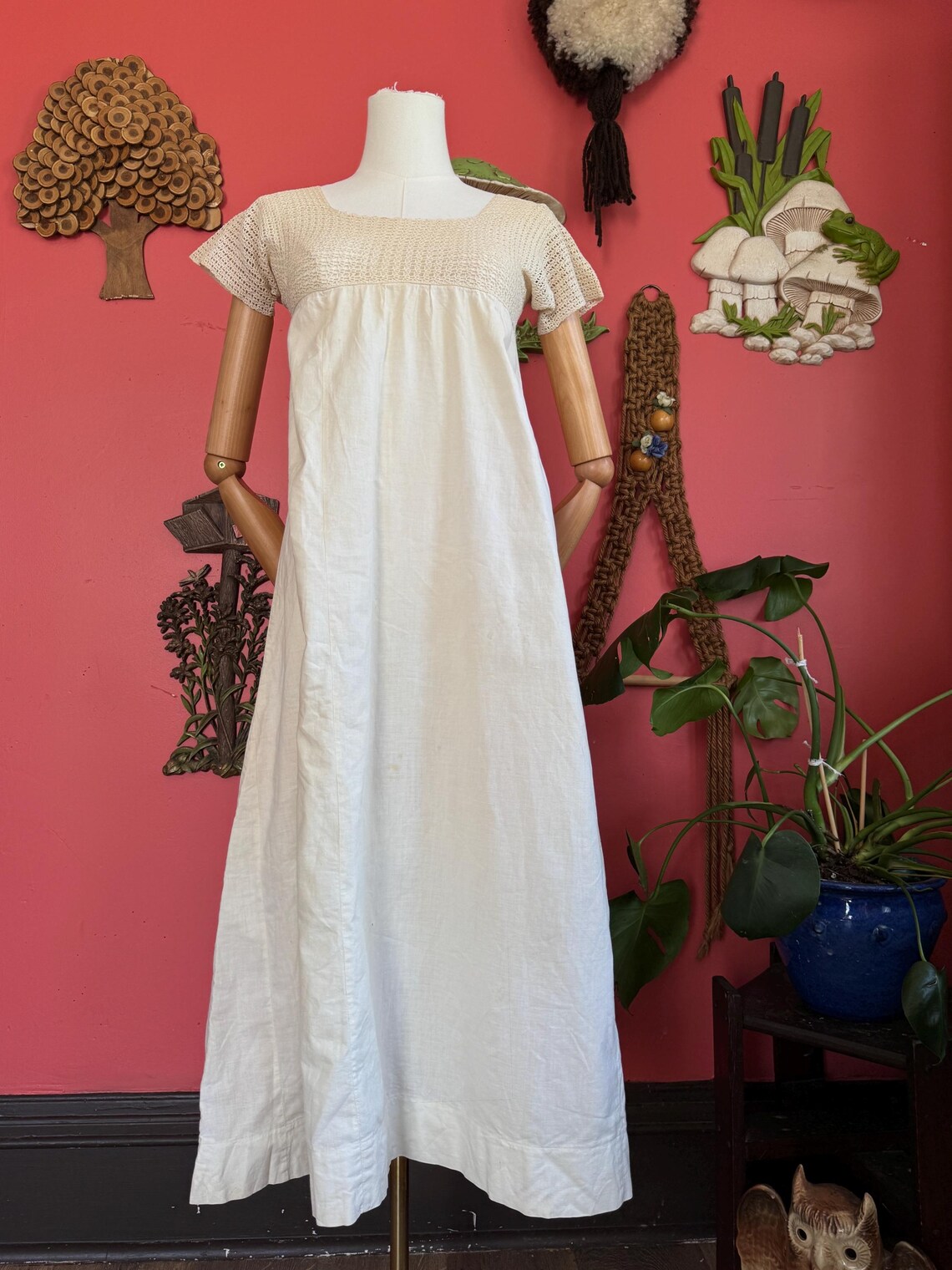 1900s Cream Crochet & lace Dress
