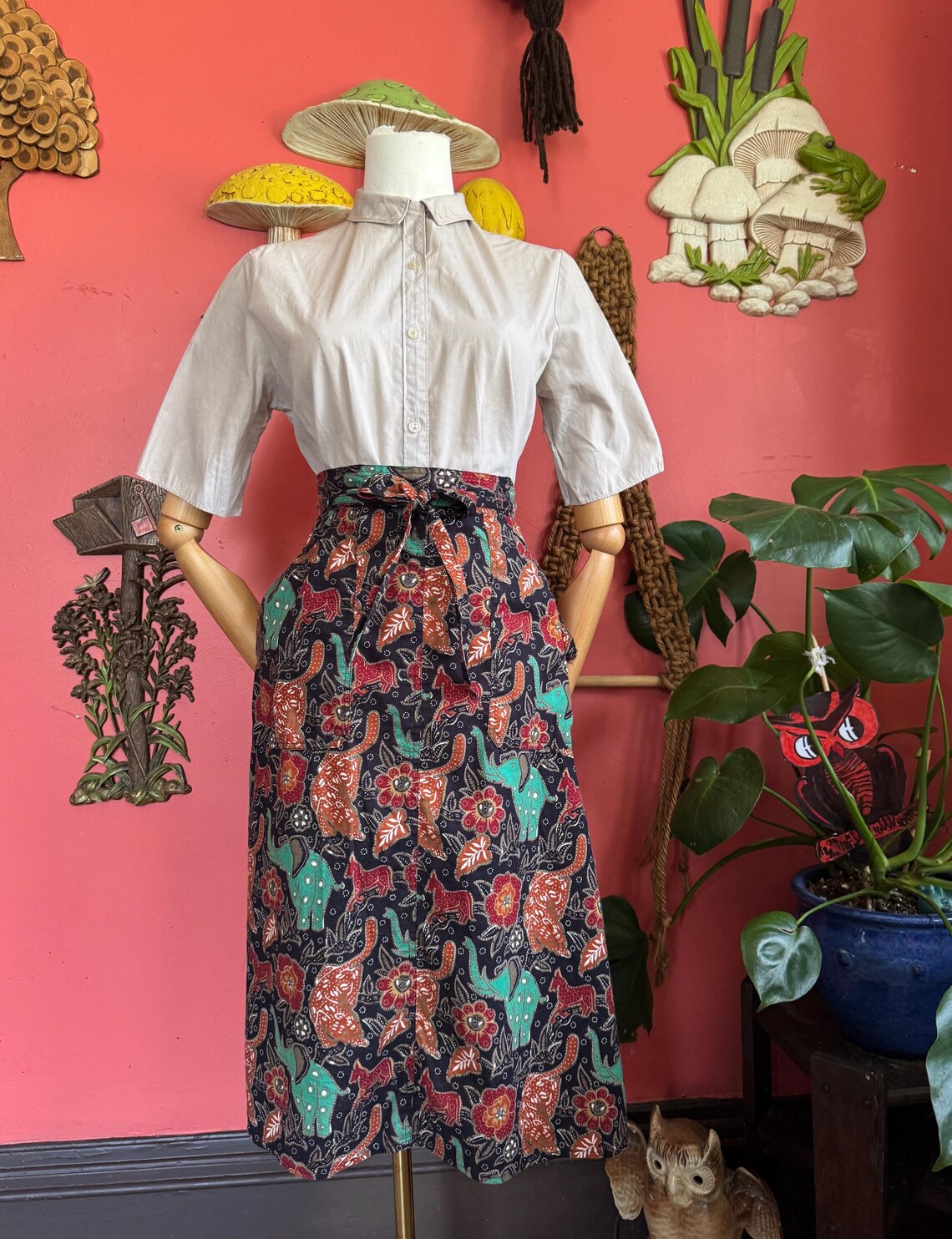 1970s Novelty Animal Print Wrap Skirt