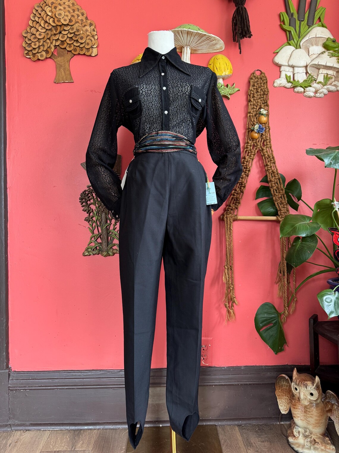 1960s Deadstock Inky Black Stirrup Pants