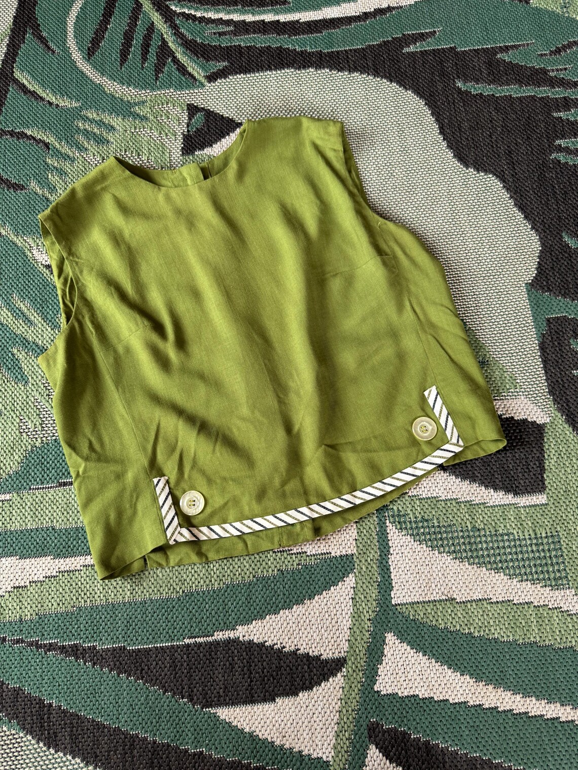 1960s Olive Button Back Blouse