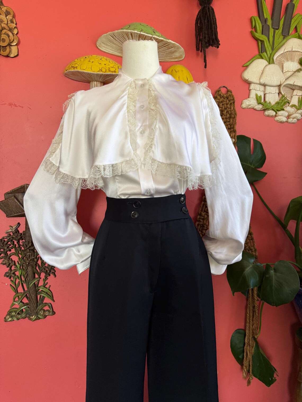 1980s Early 90s Cream Silk Blouse